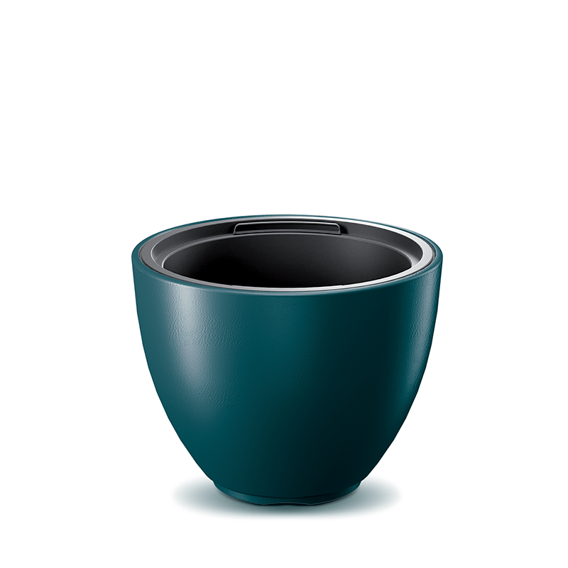 Plastový okrúhly kvetináč Heos vo farbe oceánu s plastovou čiernou vložkou 56,9 cm 39245 - obrázok 1