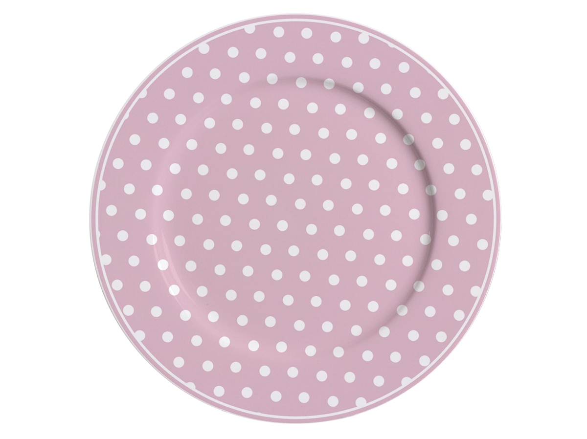 Pastelovo ružový retro porcelánový dezertný tanier s bodkovaným bielym dekorom o priemere 19 cm Isabelle Rose 35887 - obrázok 1