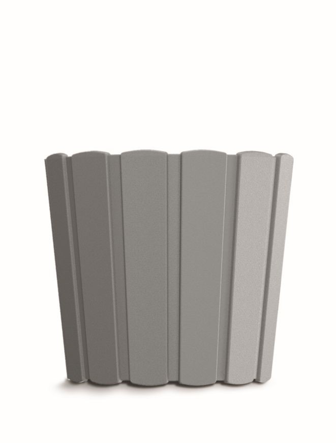 Plastový oválny kvetináč BOARDEE Basic v sivej farbe so vzorom latiek 24 cm 33015 - obrázok 1