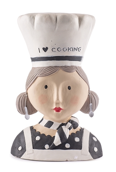 Polyresinová postavička ako dekorácia s motívom dievčaťa ako kuchárkou s kuchárskou čapicou a nápisom 30 cm 35822 - obrázok 1
