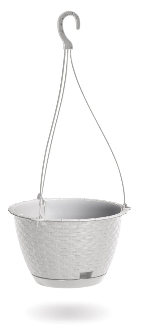 Plastový okrúhly kvetináč Ratolla Round v bielej farbe so zavesením 24,3 cm 26352 - obrázok 1