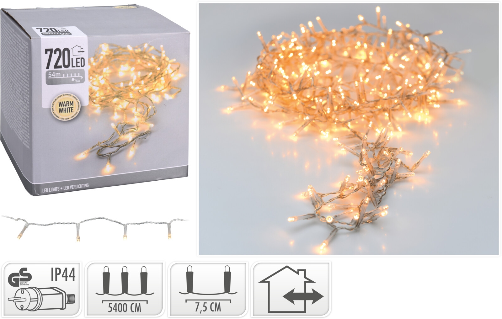 Sveteľná LED reťaz so 720 LED žiarovkami v teplej farbe 38327 - obrázok 1