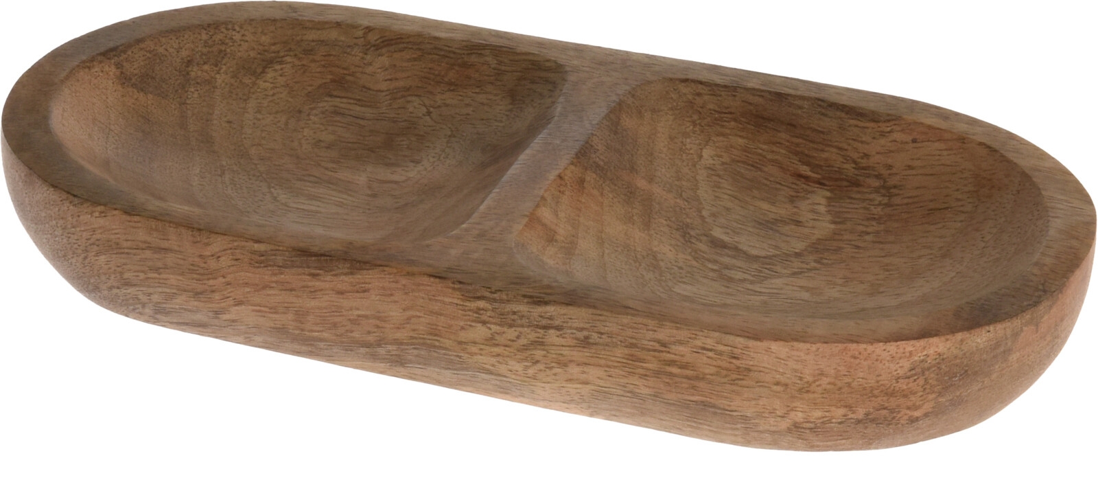 Drevená miska z mangového dreva s dvomi priehradkami 20 x 10 x 2,5 cm 37115 - obrázok 1