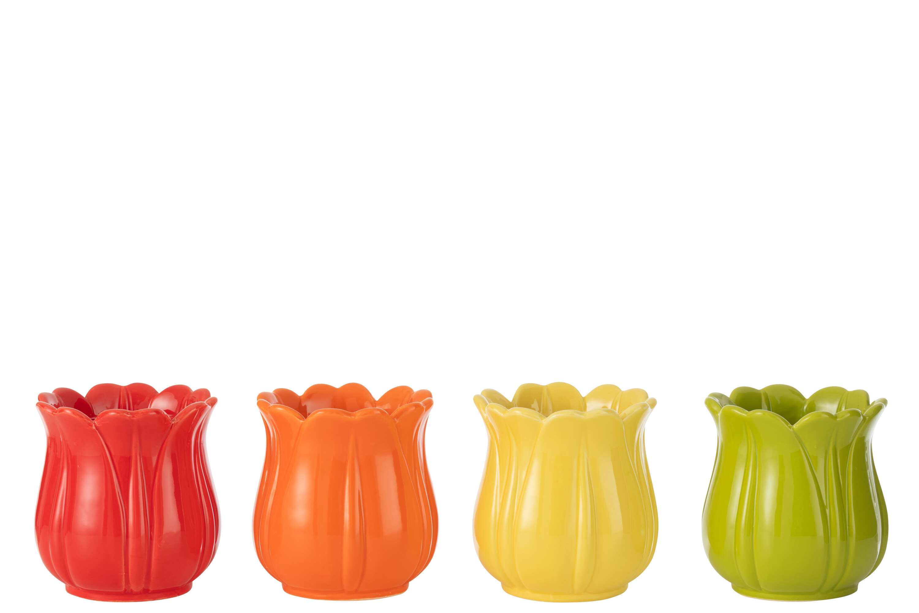 Jolipa Kvetináč keramika tulipán štyri farby 12,5x12,5x13,2 cm 46560 - obrázok 1
