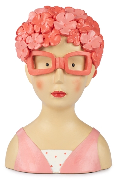 Baden Hlava polyresin Lady Michelle s kvietkami v okuliaroch 28 cm 46801 - obrázok 1