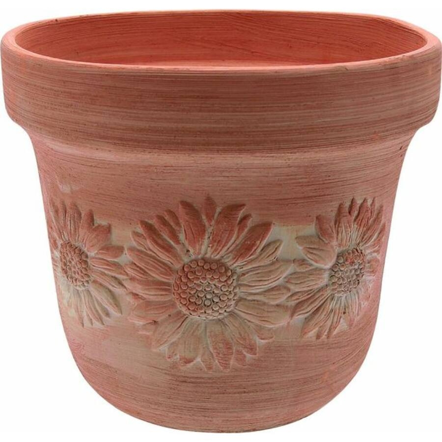 Terakotový kvetináč s dekorom slnečníc Girasole 25 cm 37368 - obrázok 1