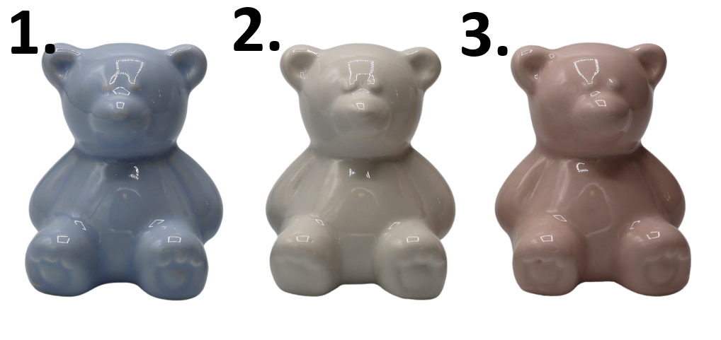 Macík keramika sediaci 3 farby 5x6x6 cm 45749 - obrázok 1