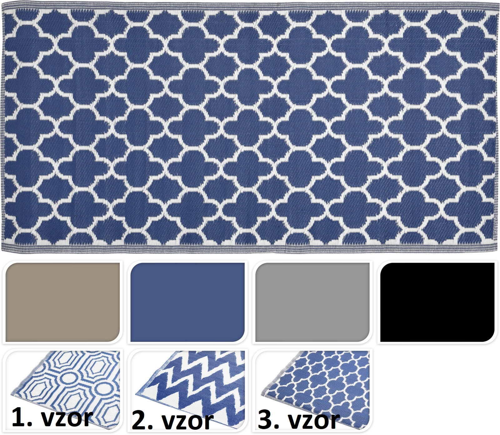 Tkaný koberec v troch rôznych zaujímavých vzoroch a v štyroch farbách 90 x 180 cm 35744 - obrázok 1