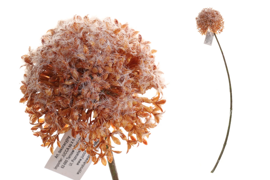 Umelý cesnakový kvet oranžovej farby na stonke 66 cm 35191 - obrázok 1