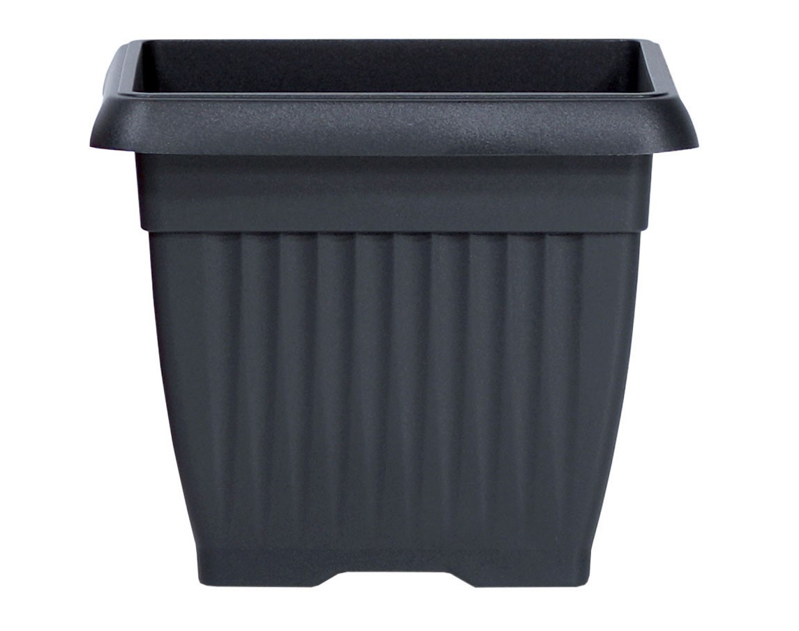 Plastový kvetináč hranatý Kwadrat Terra s jemným vzorom v antracitovej farbe 37 cm 38421 - obrázok 1