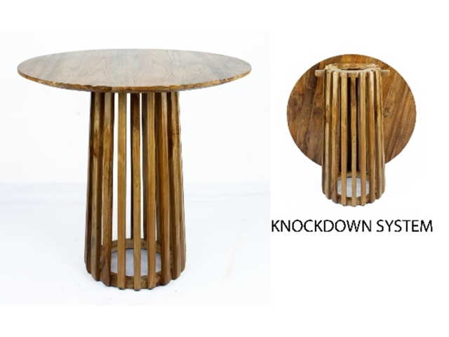 Drevený okrúhly stôl z teakového dreva v prírodnom farebnom prevedení 80 x 78 cm 42946 - obrázok 1