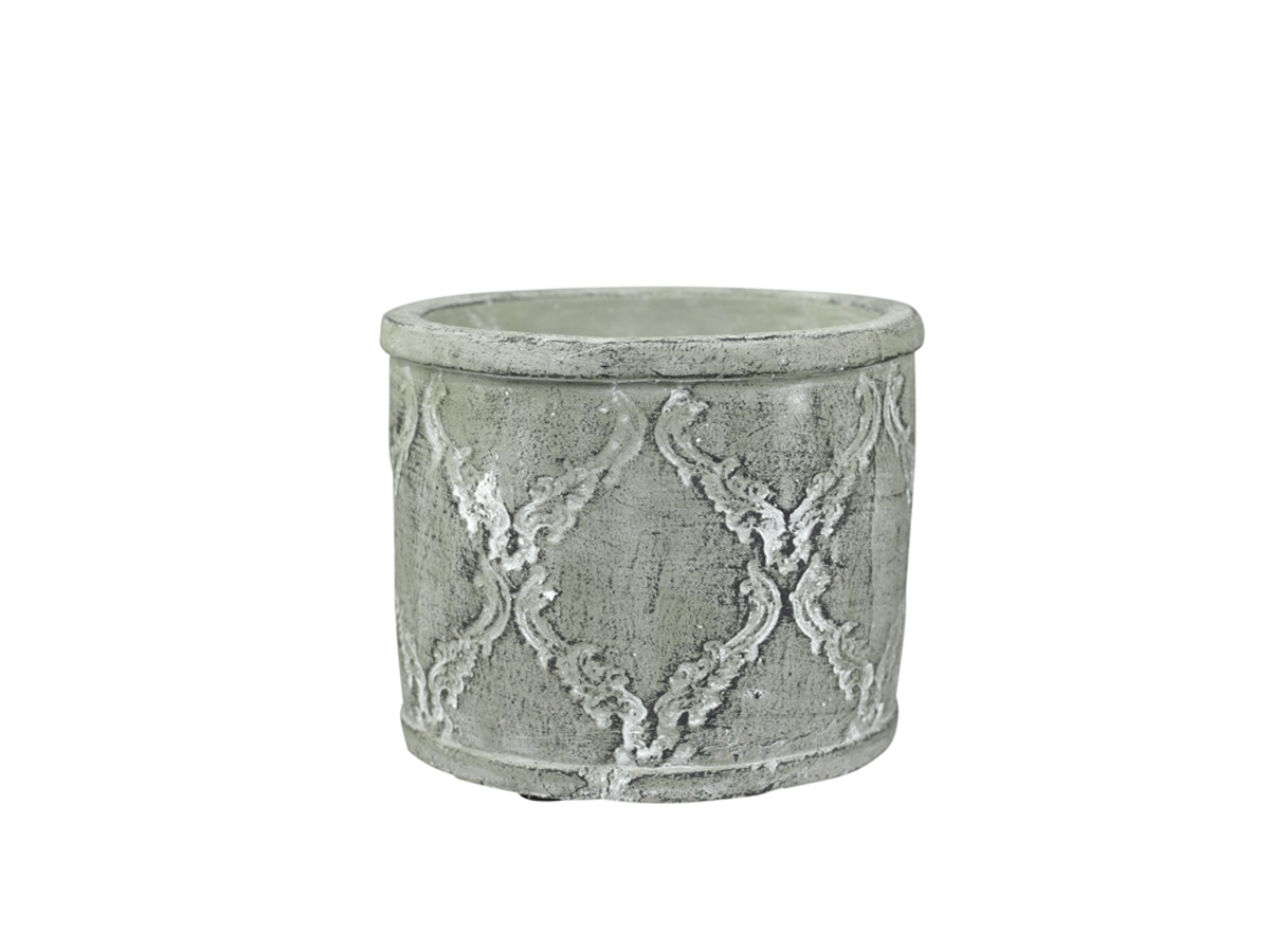 Keramický zelenkavý kvetináč so vzorovaním 11x13 cm Chic Antique 33755 - obrázok 1