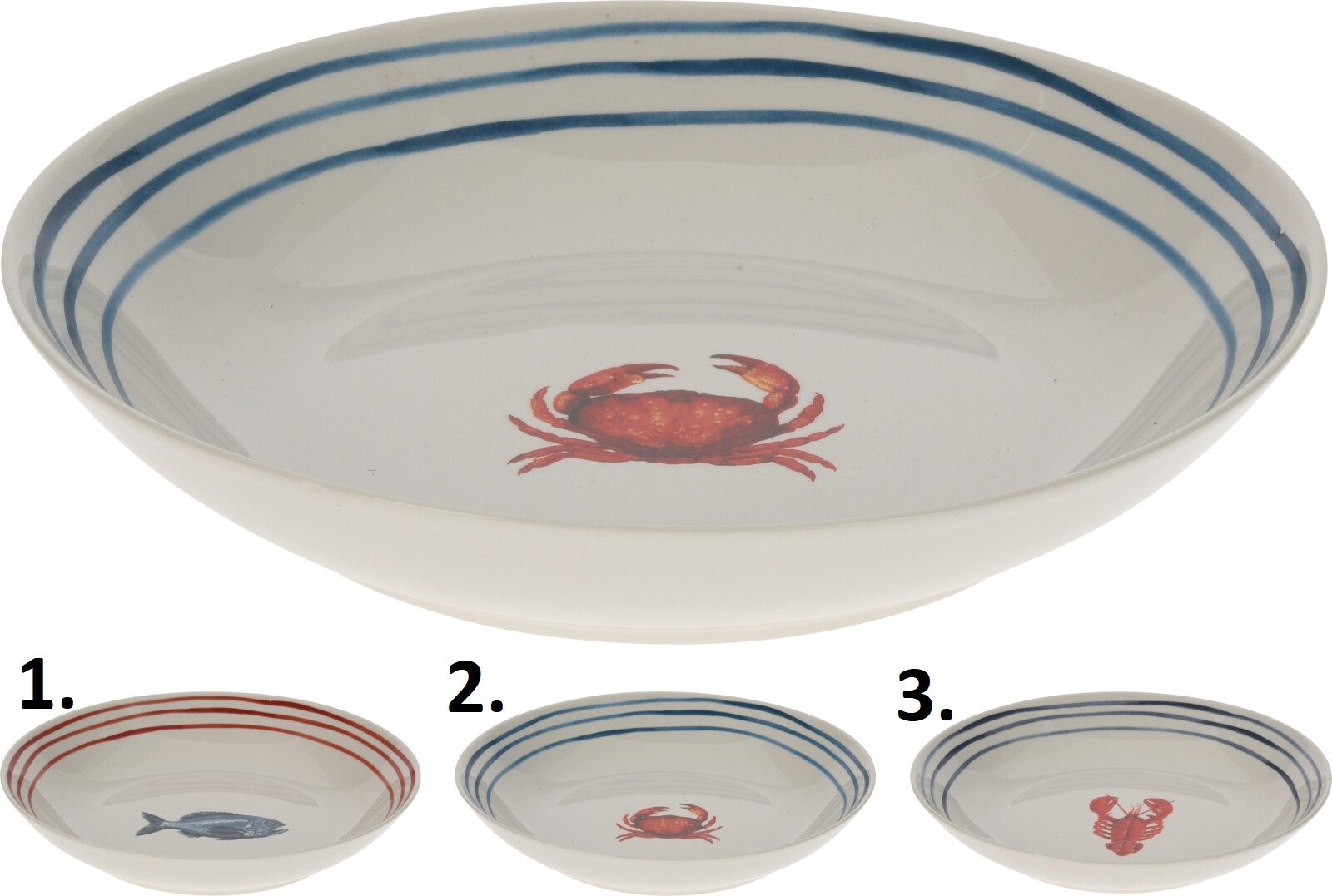 Biely porcelánový hlboký tanier s morským motívom v troch rôznych variantoch 20 cm 35776 - obrázok 1
