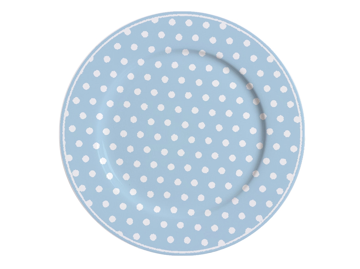 Pastelovo modrý retro porcelánový dezertný tanier s bodkovaným bielym dekorom o priemere 19 cm Isabelle Rose 35877 - obrázok 1
