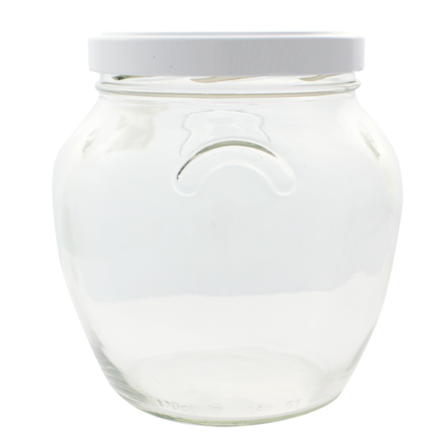 Sklenená transparentná zaváraninová fľaša s bielym kovovým vrchnákom FI110 1700ml 44035 - obrázok 1