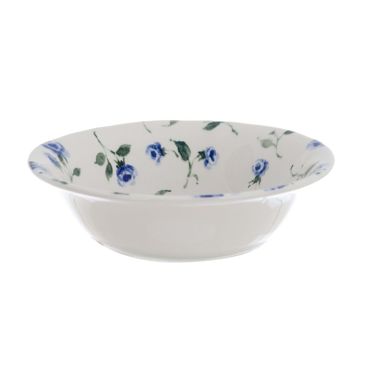 Biela keramická miska s kvetovaným modro-zeleným dekorom o priemere 15 cm Blanc Maricló 39391 - obrázok 1