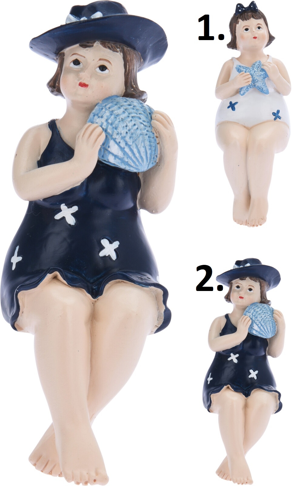 Polyresinová dekorácia sediacej ženy v plavkách v morskom štýle v dvoch prevedeniach 11 cm 40521 - obrázok 1