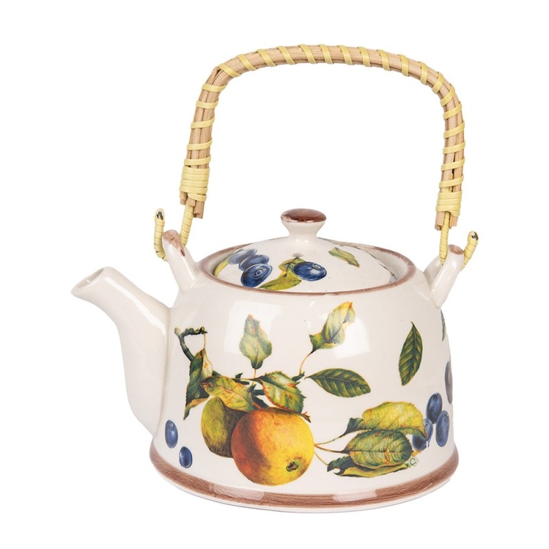 Clayre & Eef Čajník keramika s dekorom ovocia so sitkom 18x14x12cm/800 ml 46086 - obrázok 1