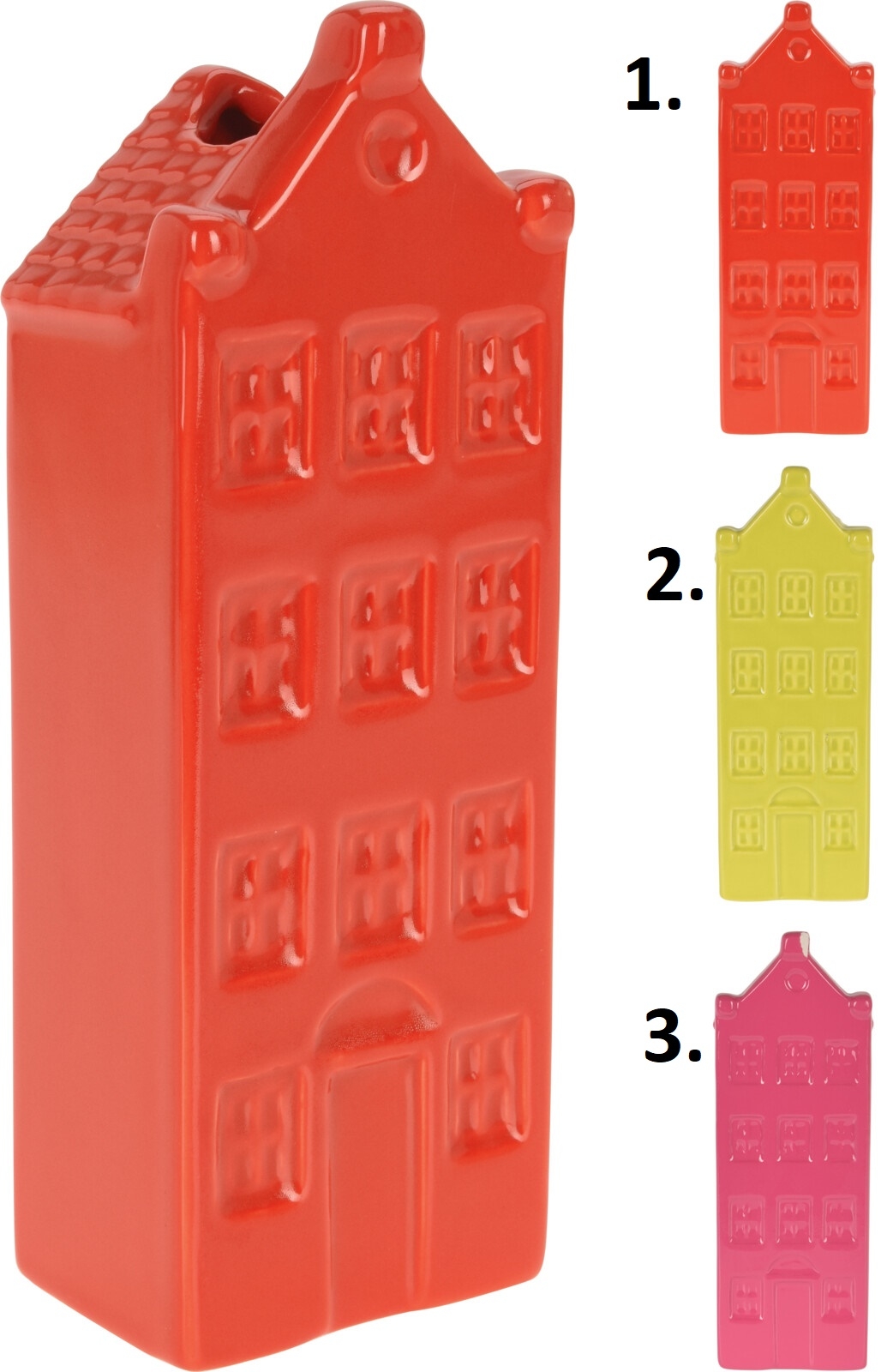 Keramická dekorácia vázy v tvare domčeka a v troch farebných prevedeniach 20 cm 43038 - obrázok 1