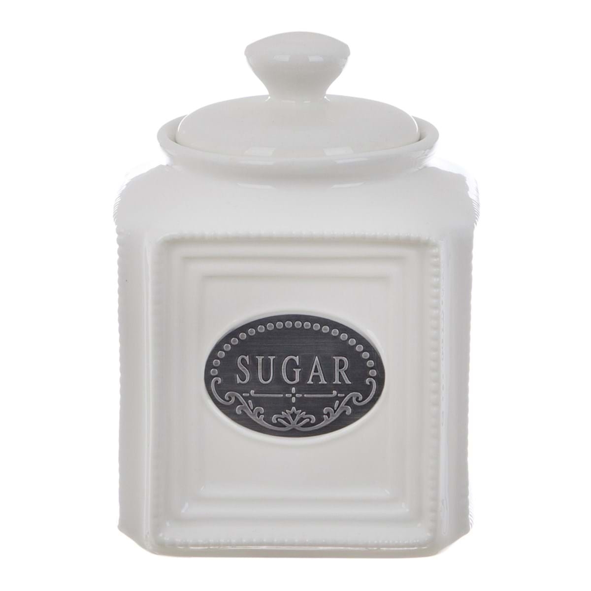 Keramická dóza v bielom farebnom prevedení s dekorom a nápisom Sugar 11 x 11 x 15 cm Blanc Maricló 41814 - obrázok 1