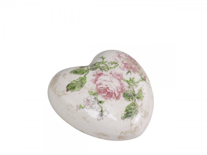 Srdce keramické s ružičkami v rustikálnom vintage štýle Chic Antique 34815 - obrázok 1