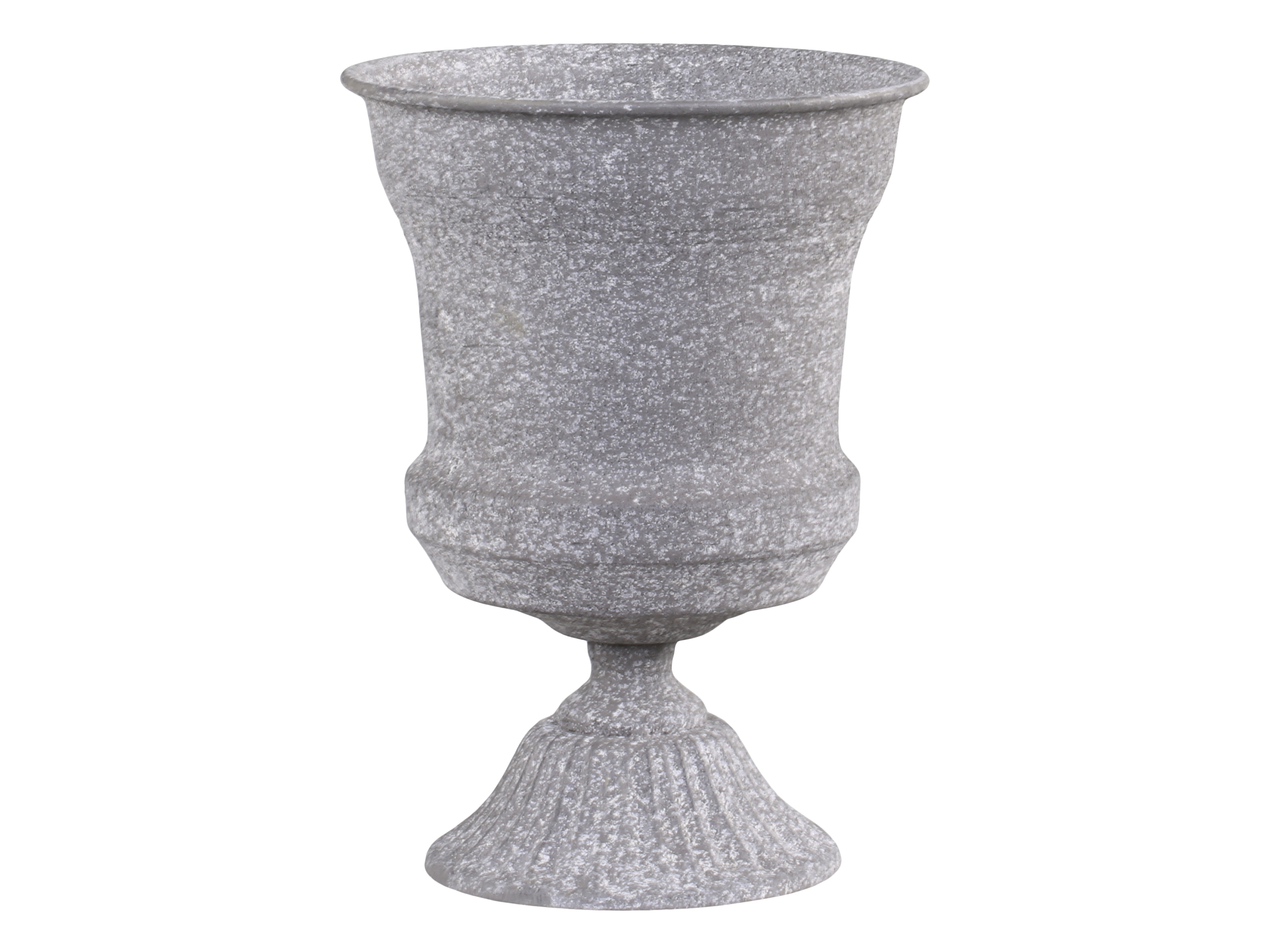 Kovový sivý patinovaný vintage kvetináč na stopke 17 x 13 cm Chic Antique 38436 - obrázok 1