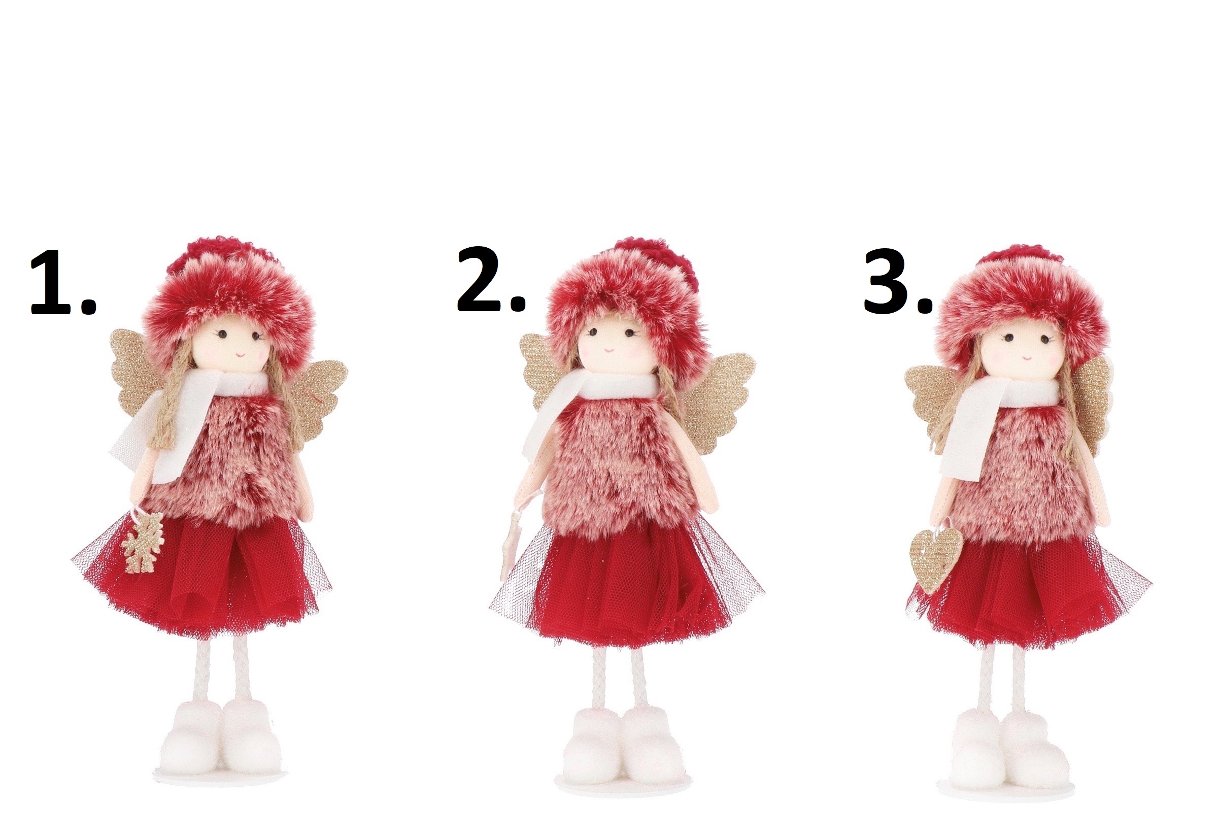 Textilná stojaca dekorácia anjelika s krídlami a sukničkou v troch prevedeniach 7 x 9 x 19 cm 41834 - obrázok 1