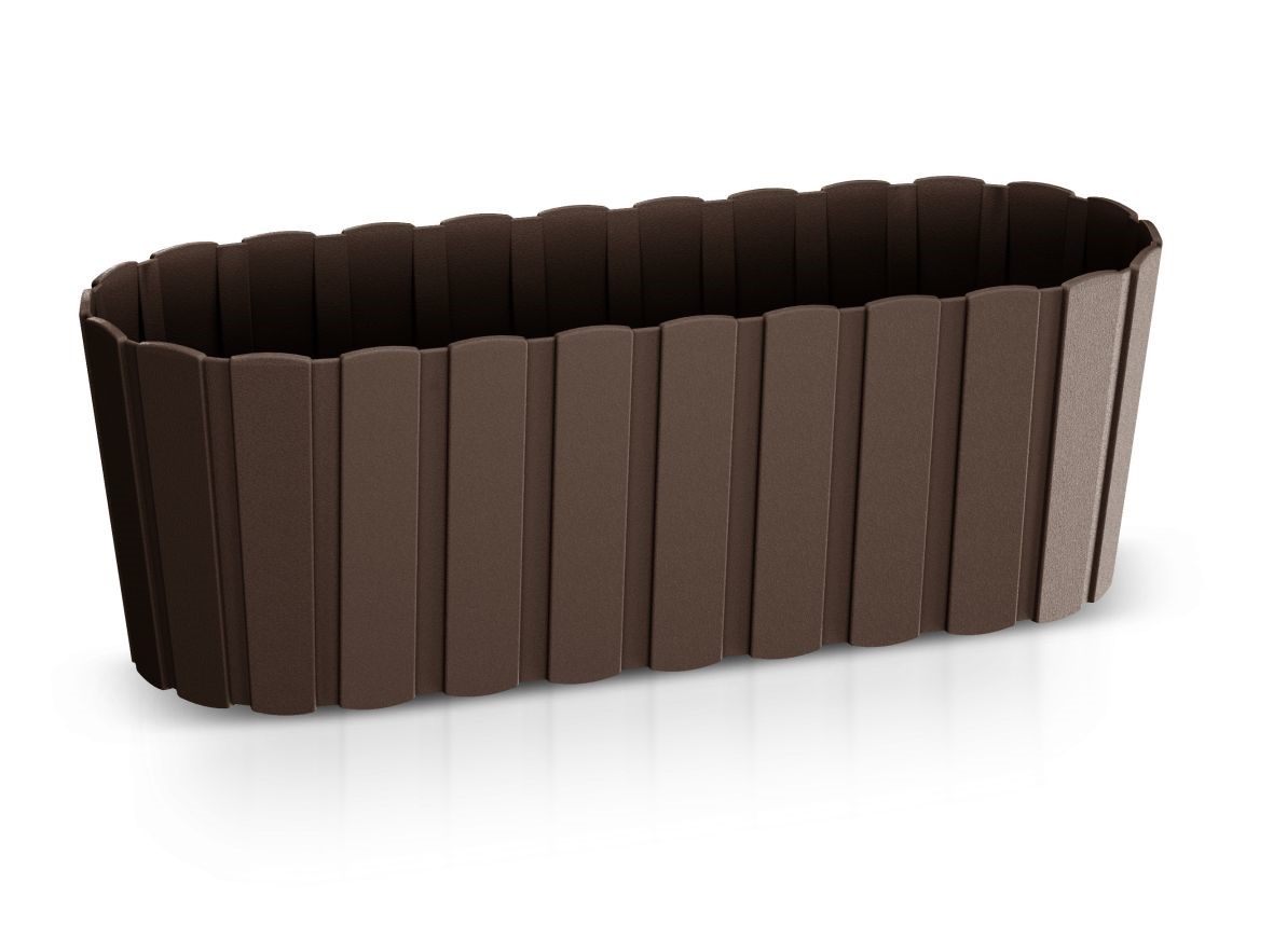 Plastový truhlík BOARDEE Case kvetináč oválny v hnedej farbe so vzorom latiek 38 cm 33017 - obrázok 1