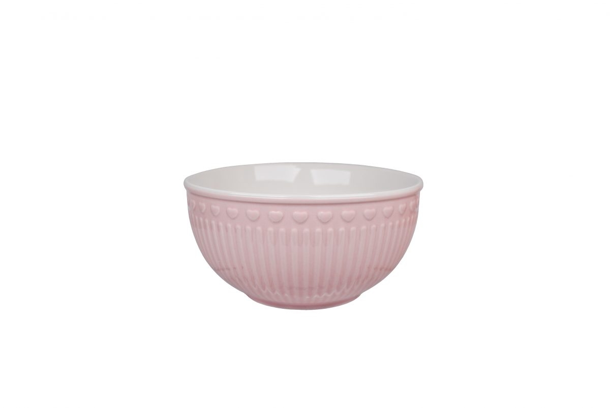 Porcelánová miska v ružovej farbe v retro štýle so srdiečkovým motívom a vrúbkami 14 x 7 cm Isabelle Rose 39061 - obrázok 1