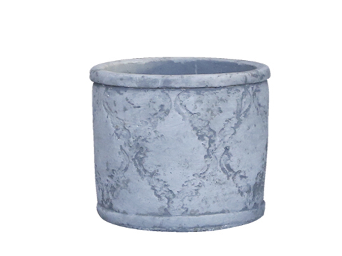 Keramický sivý kvetináč so vzorovaním 11x13 cm Chic Antique 33754 - obrázok 1