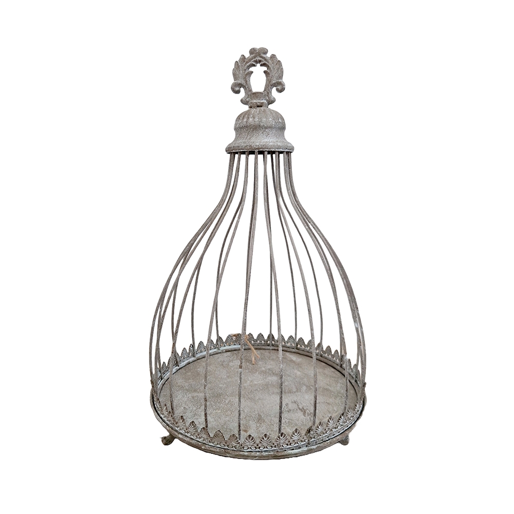 Kovová dekorácia klietky v sivom farebnom prevedení a patinovanom vintage štýle 25 x 25 x 37,5 cm 44737 - obrázok 1