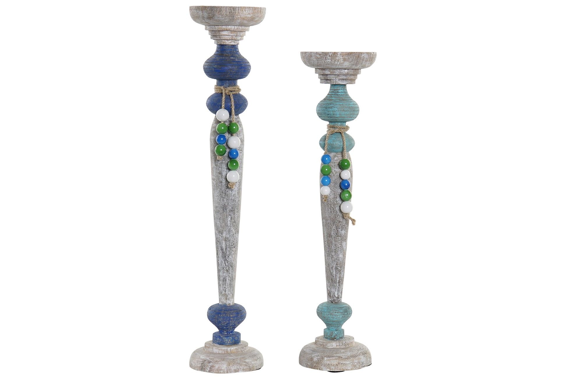 Vyrezávaný drevený svietnik z manga s dekorom a guličkami 50 cm 32786 - obrázok 1
