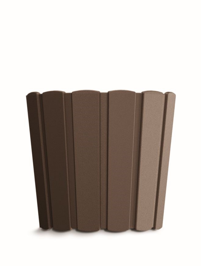 Plastový oválny kvetináč BOARDEE Basic v hnedej farbe so vzorom latiek 14,4 x 13 cm 36262 - obrázok 1