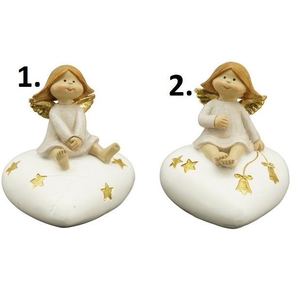 Polyresinová dekorácia anjelika v šatôčkach s krídlami v bielom farebnom prevedení v dvoch prevedeniach 10 x 9,5 x 11 cm 42165 - obrázok 1