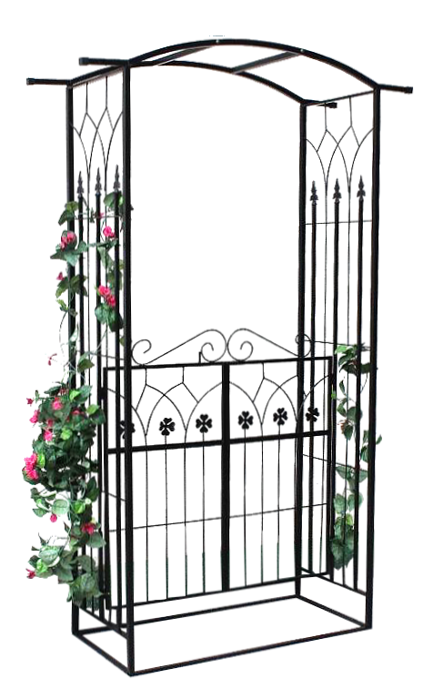 Kovová záhradná dekorácia pergoly v čiernom farebnom prevedení 106 x 50 x 217 cm 24210 - obrázok 1