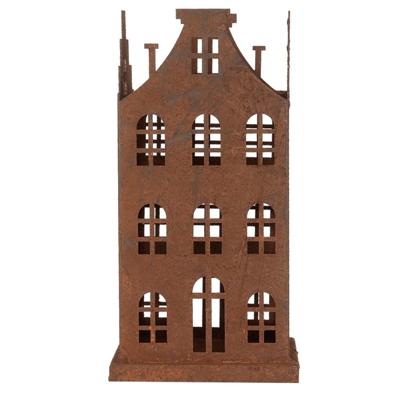Clayre & Eef Svietnik dom hrdzavý 8x8x16 cm 47500 - obrázok 1