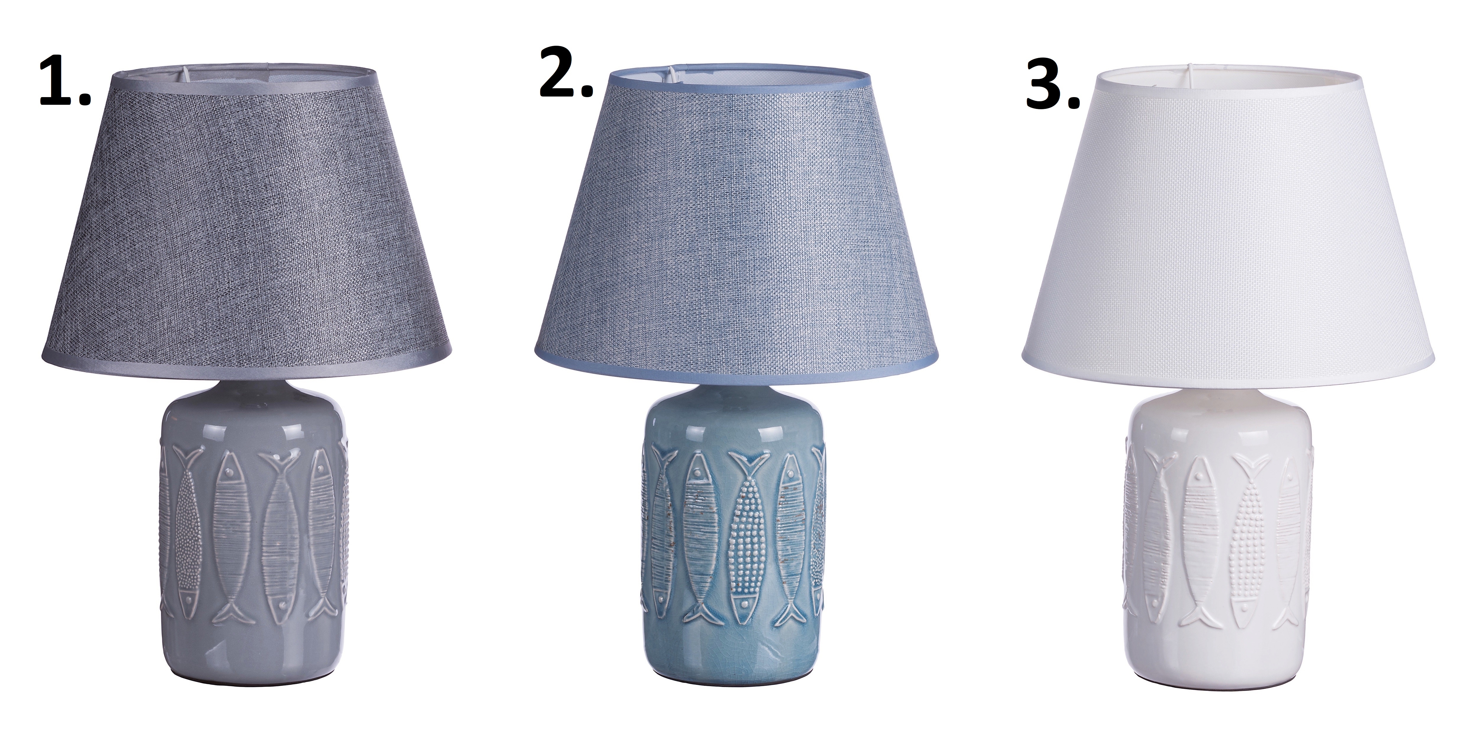 Keramická dekorácia lampy v troch farebných prevedeniach s dekorom rýb 25 x 38 cm 38986 - obrázok 1