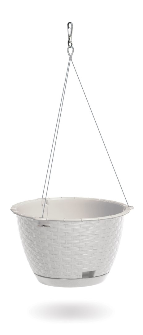 Plastový okrúhly kvetináč Ratolla Round v bielej farbe na oceľovom lanku 21,7 cm 38726 - obrázok 1