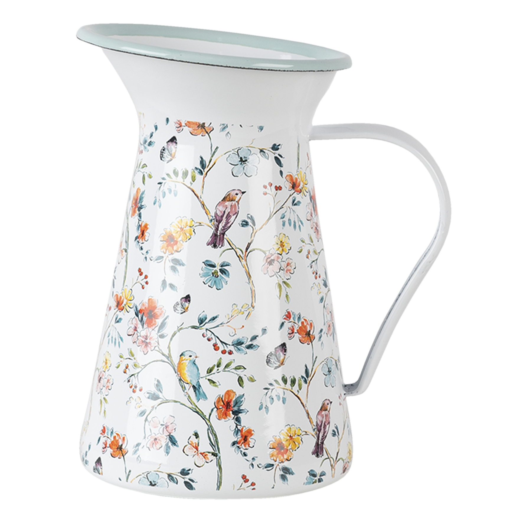 Smaltovaný vidiecky vintage džbán dekorovaný s lúčnymi kvetmi značky Clayre & Eef 34719 - obrázok 1