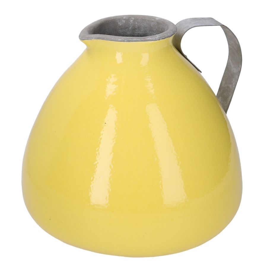 Masívna keramická žltá váza alebo džbán s kovovou rúčkou 30,5 x 25,4 cm 31620 - obrázok 1