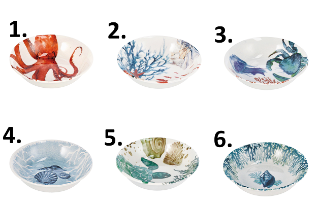 Keramická biela miska s morským motívom v šiestich prevedeniach 13,5 x 3,5 cm 39002 - obrázok 1