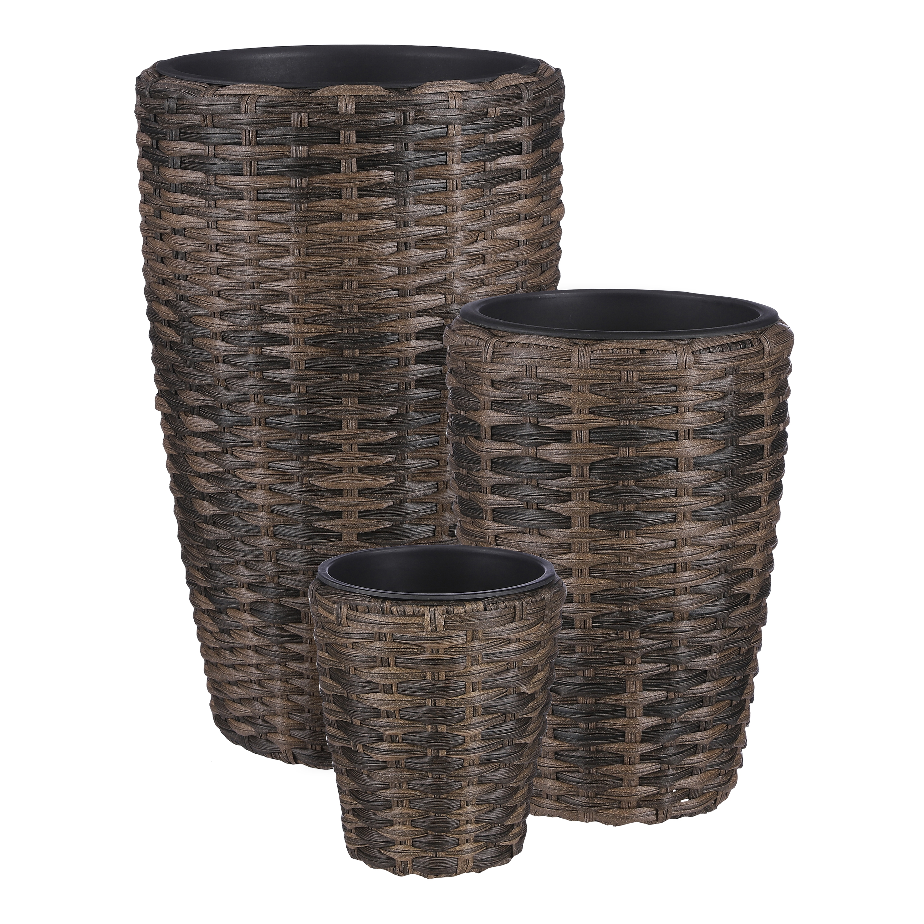 Hnedý kvetináč malý z umelého ratanu s plastovou čiernou vložkou na vysádzanie 24 x 21 cm 38222 - obrázok 1