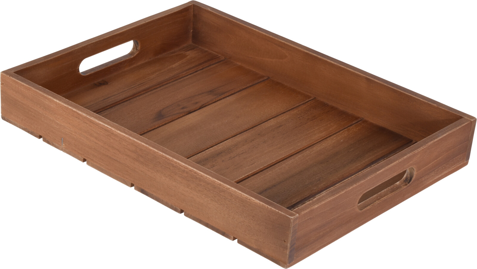 Drevená hnedá tácka veľká z teakového dreva s možnosťou uchopenia 39x29x5 cm 31015 - obrázok 1
