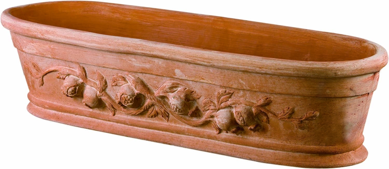 Terakotový kvetináč oválny s toskánskym dekorom girlandy 55 cm 30810 - obrázok 1