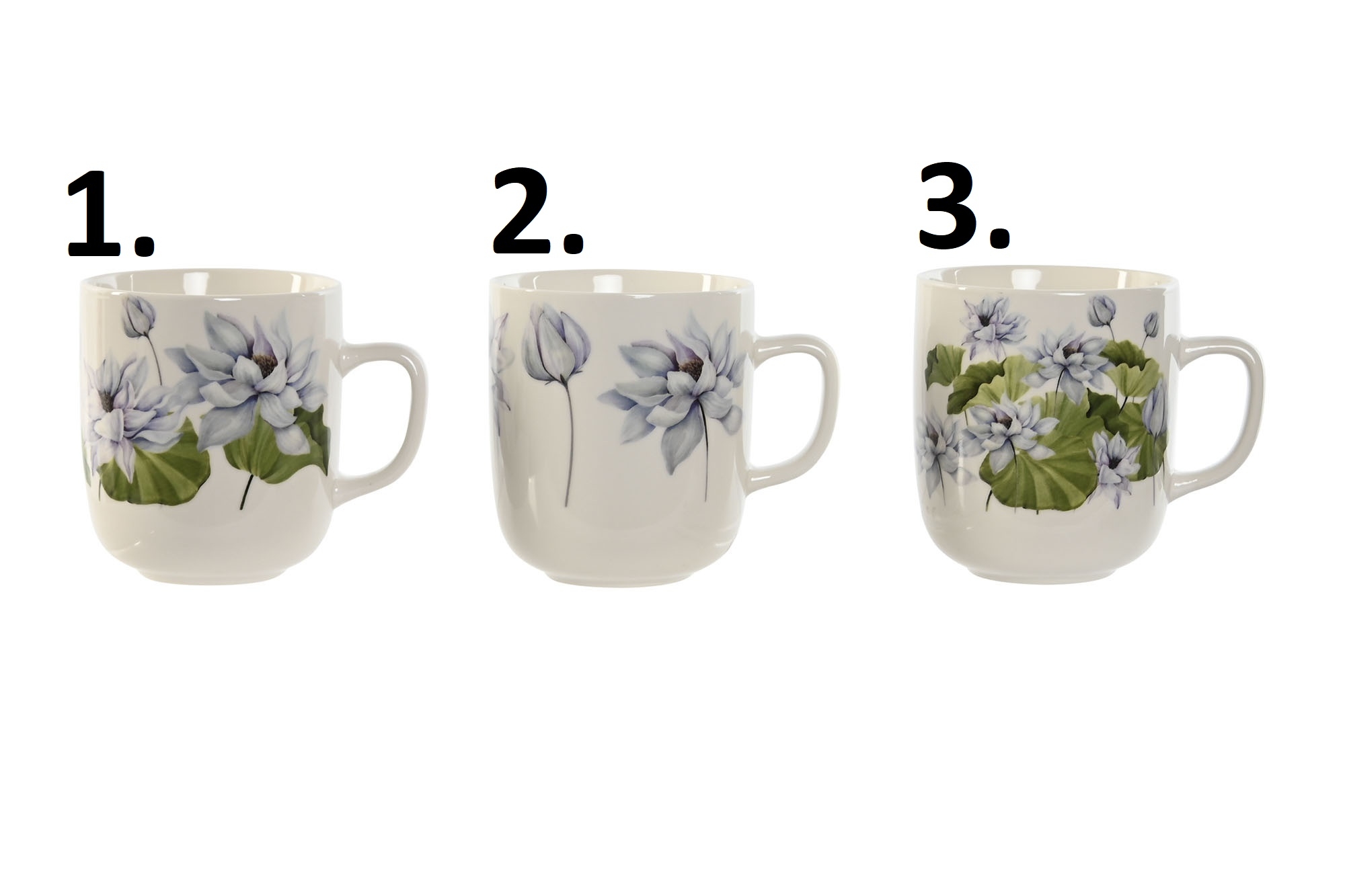 Porcelánový hrnček v bielom farebnom prevedení s dekorom modrých kvietkov 12 x 8,5 x 10 cm 44079 - obrázok 1