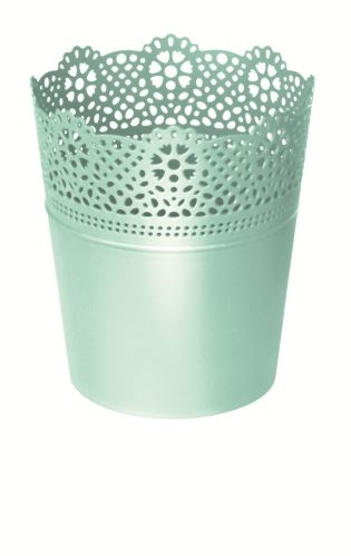 Plastový kvetináč Lace na bylinky s dekorom krajky v pistáciovej farbe 16 cm 30213 - obrázok 1