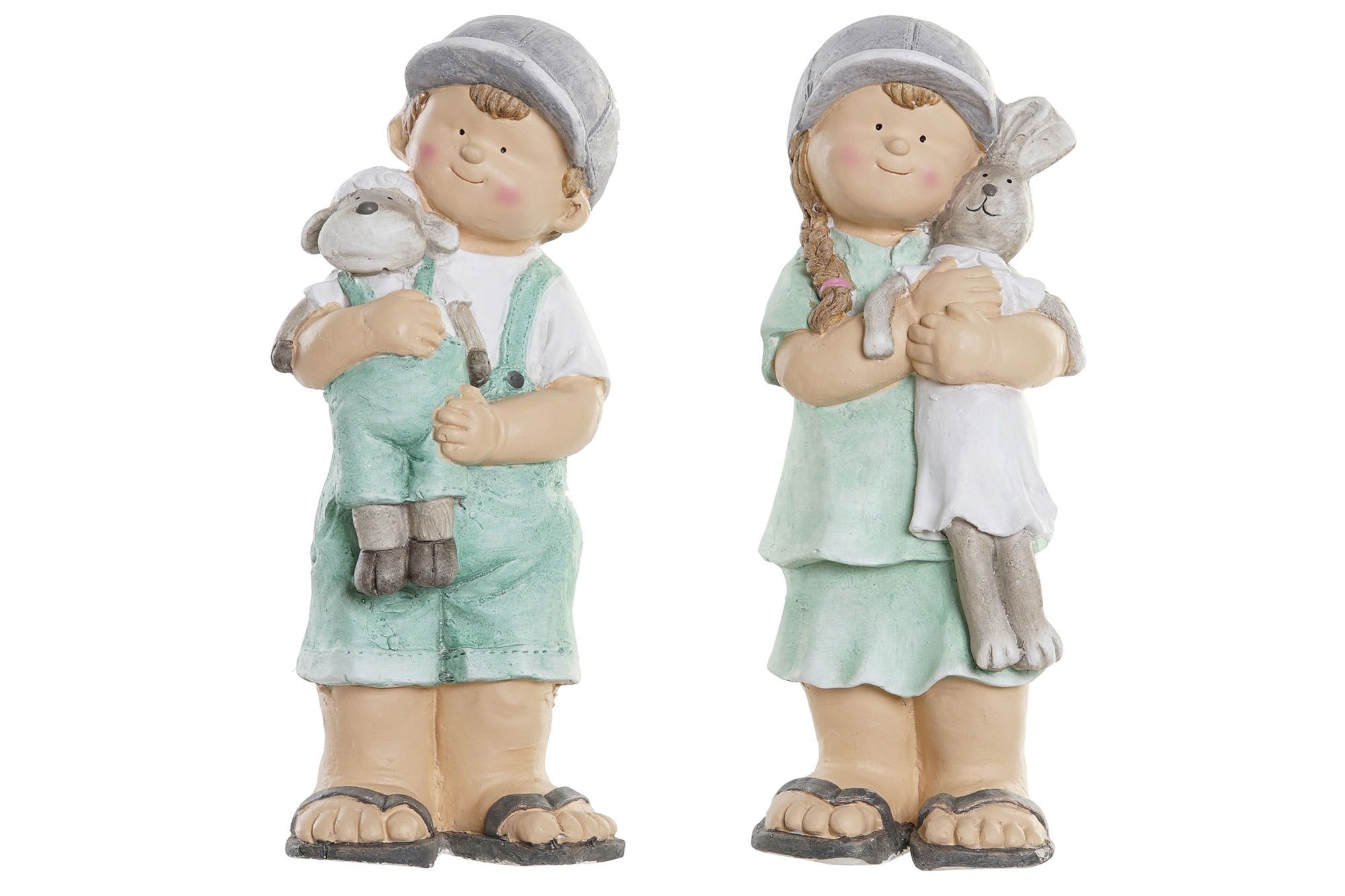 Keramický chlapec alebo dievča držiaci v rukách ovcu alebo zajaca 20 x 18 x 48 cm 35312 - obrázok 1