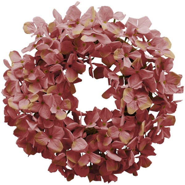 Dekoratívny umelý veniec z ružových kvietkov hortenzie s priemerom 30 cm 41057 - obrázok 1