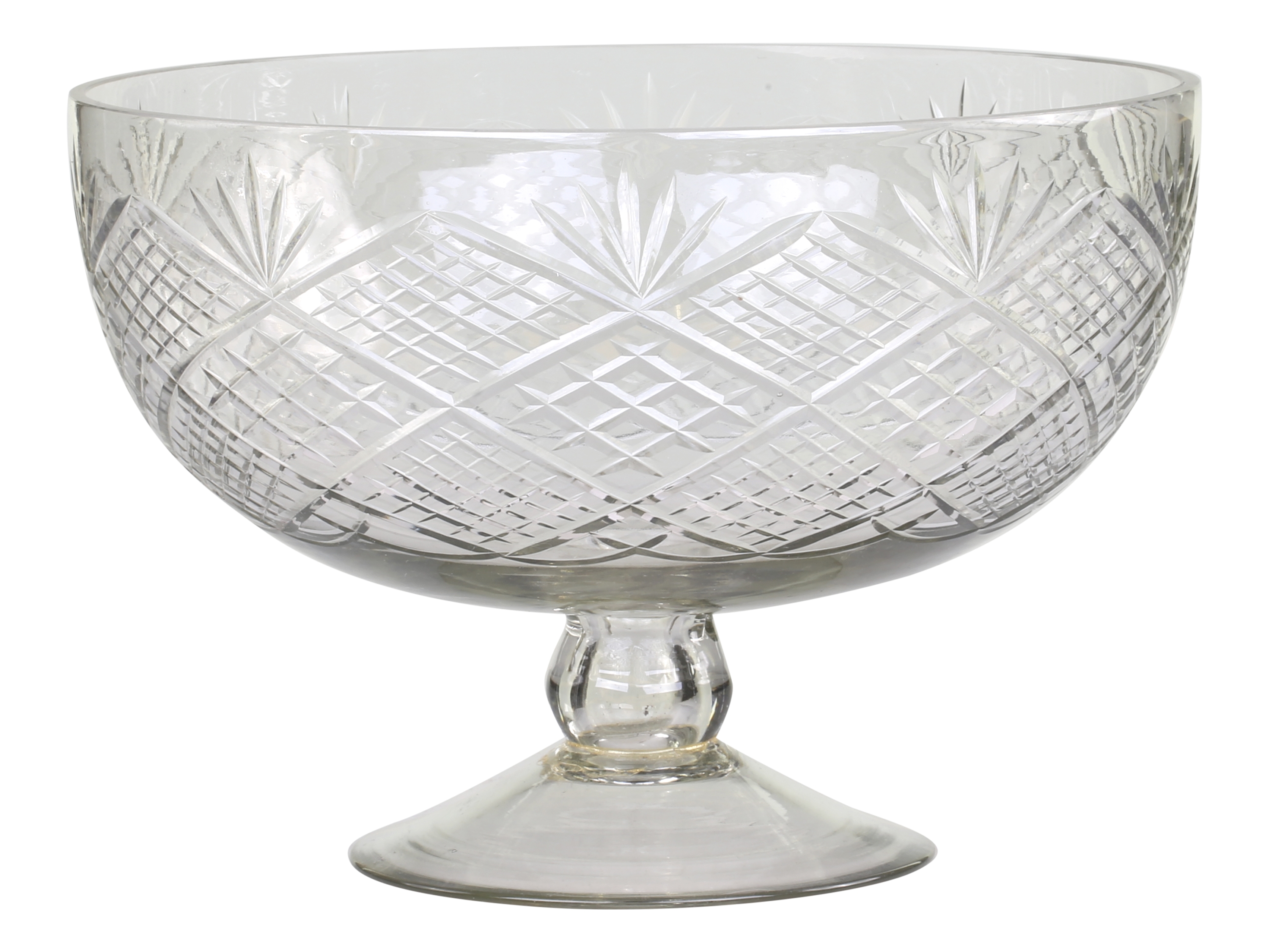 Veľká sklenená priehľadná štruktúrovaná vintage misa na stopke 16x23,5 cm Chic Antique 38440 - obrázok 1
