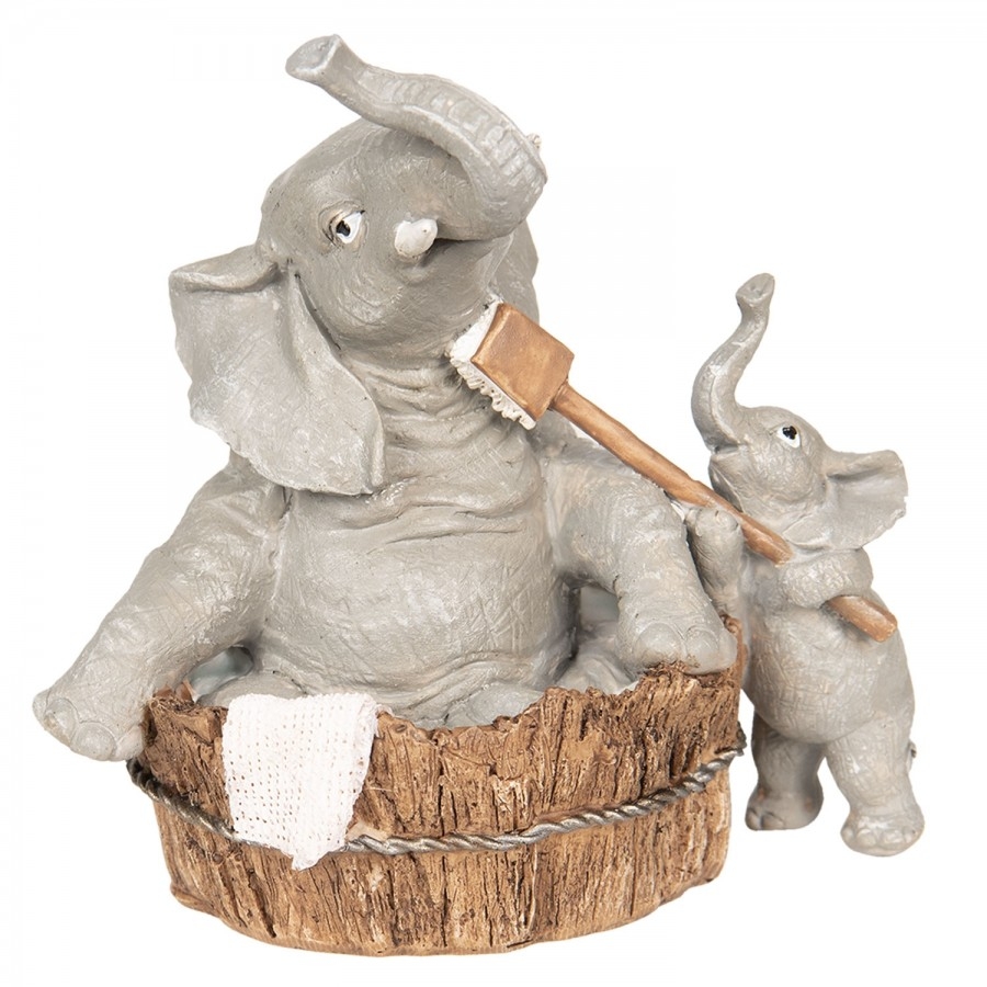 Polyresinová dekorácia kúpajúcich sa sloníkov v kadi 13x9x13cm Clayre-Eef 31350 - obrázok 1